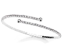 Crystal Rhinestone Cuff Bridal Bracelet, 1-Row for - £51.79 GBP