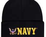 Black Offically Licensed US USN Navy Eagle Embroidered Beanie Cap Stocki... - $15.77