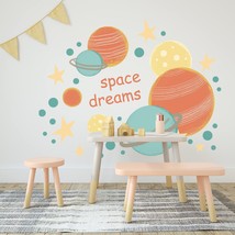 Space Dreams Boho Room Decor for Kids Bedroom - Colorful Boho Planets Art for Nu - £79.13 GBP