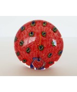 Vintage Millefiori art glass round abstract peacock paperweight - $29.99