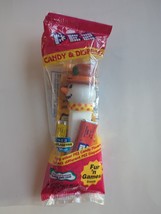 2002 New Sealed PEZ Dispenser Snowman Brown Hat Holly Red Yellow Scarf Retired - $12.34