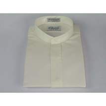 Men Formal pastor shirt Classix Banded Collar less Hidden Button Front M08 Ivory image 3