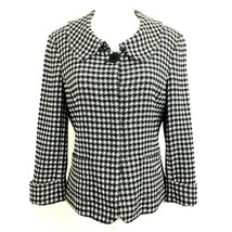 Ellen Tracy size 2 Retro Style 3/4 Sleeve Jacket Embroidered Check Black... - £25.11 GBP