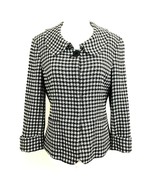 Ellen Tracy size 2 Retro Style 3/4 Sleeve Jacket Embroidered Check Black... - £24.84 GBP