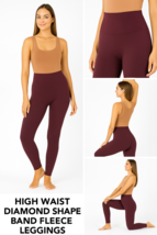 Womens Fleece Lined High Waist Diamond Band Tummy Control Seamless Leggings - $13.95