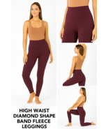 Womens Fleece Lined High Waist Diamond Band Tummy Control Seamless Leggings - $19.14 CAD