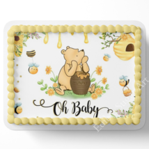 POOH BEAR BABY Shower Cake Topper Edible Image pooh bear book Nursery de... - £16.54 GBP+