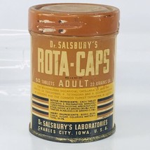 Dr Salsburys Rota Caps VTG Tin Can Veterinarian 1937 Advertising Charles City IA - £7.85 GBP