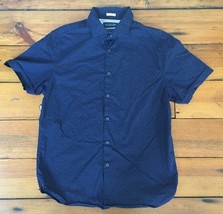 Denim &amp; Flower Ricky Singh Navy Blue Micro Polka Dot Button Shirt Slim F... - $19.79