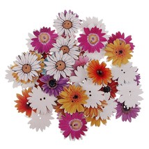 100Pcs Daisy Flower Wooden Buttons 2 Holes Decorative Wood Button For Sewing Cra - £16.05 GBP
