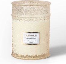 Vanilla Coconut Candle, Candle for Home Scented, Wood Wicked Soy Candles, 19.4oz - £37.68 GBP