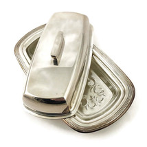 Silver Butter Dish Vintage FB Rogers Company Plated Butter Cover 1996 Holidays - £30.29 GBP