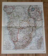 1912 Antique Map Of South Africa Namibia Angola Rhodesia Tanzania Congo Botswana - £16.04 GBP