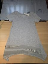 rxb Gray Tunic Dress Short Sleeve V-Neck Tiered Ruffle Asymmetrical Hem ... - $15.95