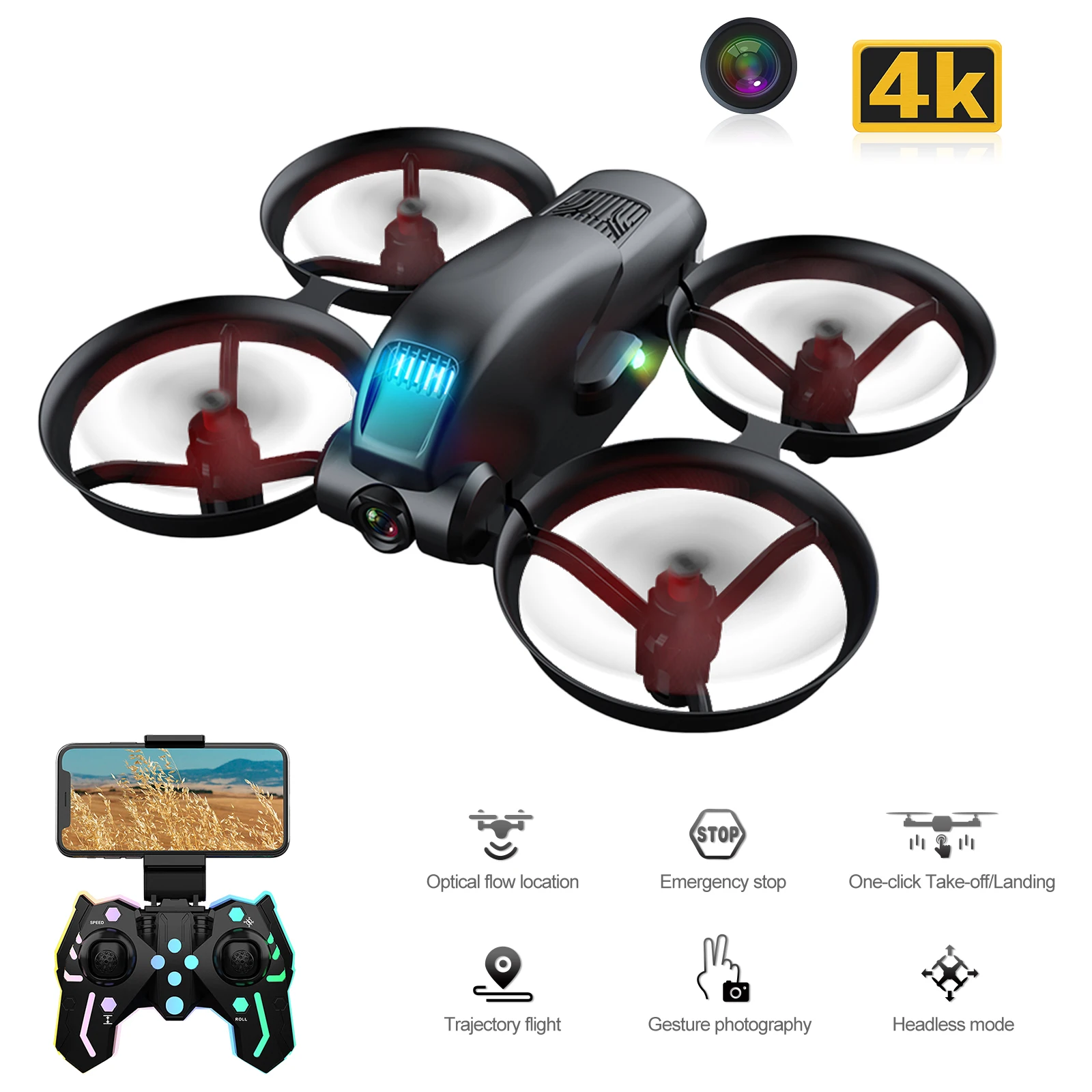 Kf615 Mini Drone 4k Hd Dual Camera 2.4g Wifi Fpv Optical Flow Positioning Cool - £42.59 GBP+
