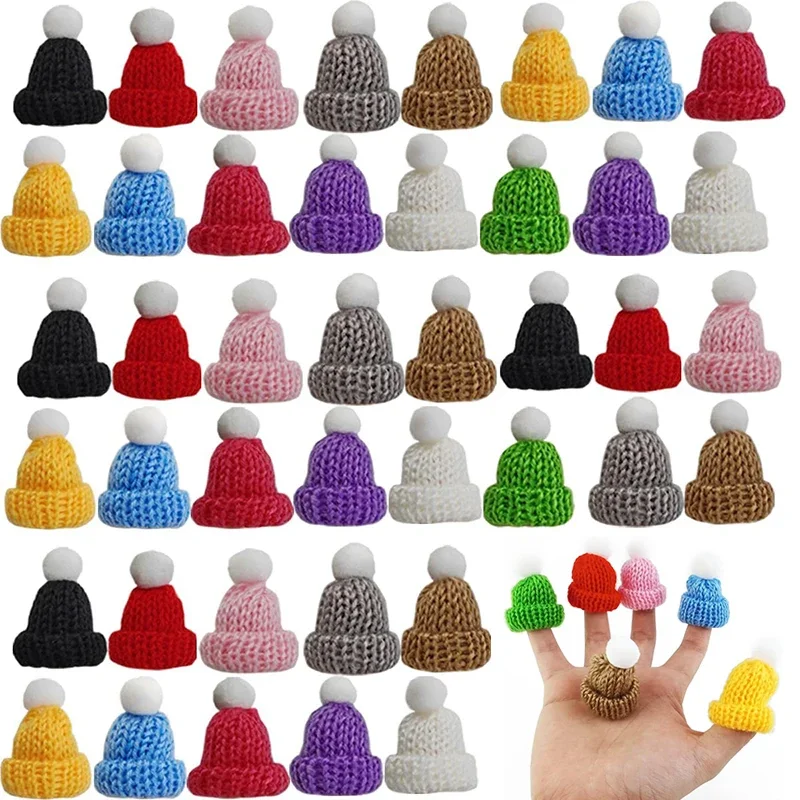5/10/20Pcs Mini Knitting Hats Christmas Doll Wool Hat For DIY Art Craft  - $13.80 CAD