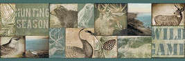 Trumball Wild Game Collage Wallpaper Border Teal Chesapeake TLL01492B - $20.31