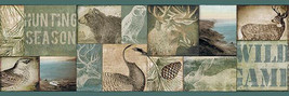 Trumball Wild Game Collage Wallpaper Border Teal Chesapeake TLL01492B - £16.21 GBP