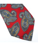 Claybrooke Handmade Mens Paisley Silk Neck Tie Vintage Red Blue Gold Nec... - $52.88 CAD