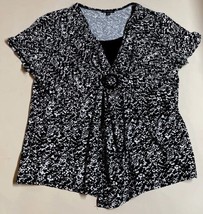 Notations Size XL 1X Short Sleeve Top Geometric Print Black White - £8.55 GBP