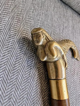Vintage Brass Handle Mermaid walking stick cane with a hidden flask - $45.68