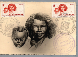 1952 Madagascar Maxi card Woman Ethnic mother and child  Malagasy French... - £13.30 GBP