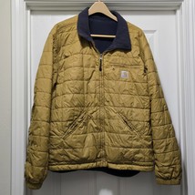 Carhartt Woodsville Reversible Jacket Puffer Yellow / Navy Fleece Size 2XL - $92.14 CAD