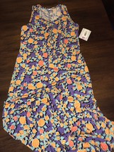 NWT Lularoe Medium Dani Purple Orange Blue Tropical Floral Long Column Dress - £39.46 GBP