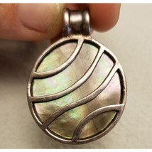 Abalone Shell Large Circle Pendant 925 Sterling Charm South Western Aztec Neckla - $17.45