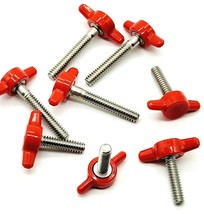 10-24 Thumb Screw T Bolts Red Butterfly Clamping Tee Wing Plastic Knob #10 SS - £8.08 GBP+