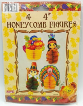 4 4&quot; Thanksgiving Honeycomb Figures Table Top Decorations New in Package - $15.83