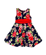 Maggie &amp; Zoe Girls Size 5 Navy With Roses &amp; Red Sash Crinoline Lined Par... - £11.68 GBP