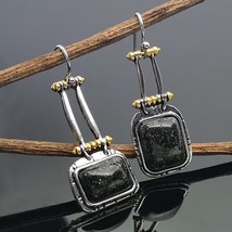 Vintage Handmade Asymmetric Geometric Earrings Alloy Rectangle Strip Boho Pendie - £7.11 GBP