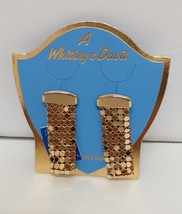 RARE VTG Whiting And Davis Gold Tone Mesh Pierced Earrings New in Original Bag - £117.15 GBP