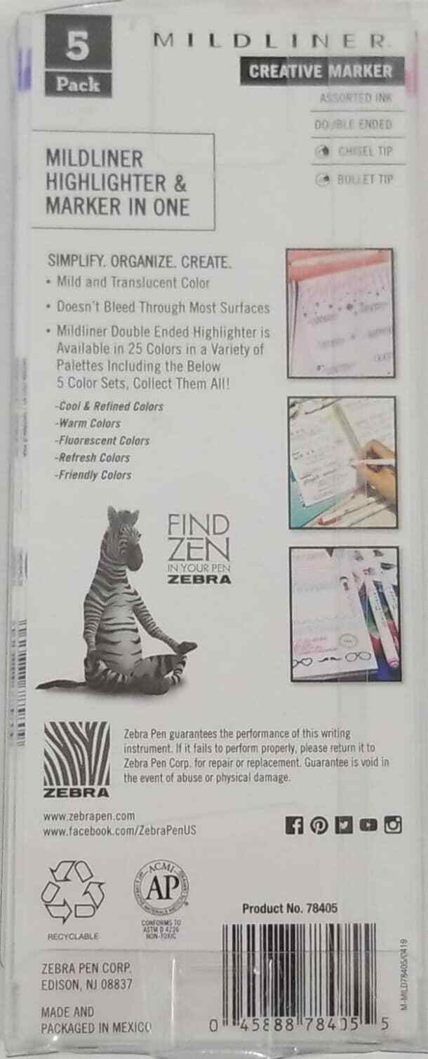 Zebra Mildliner Highlighting Set - 5 Refresh Mild Color Set (LOC PEG G-9) Item image 2