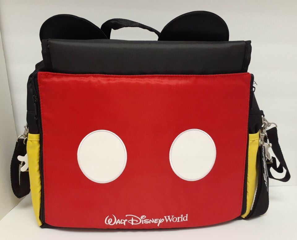 Disney World Mickey Mouse Baby Diaper Bag Large Tote Crossbody Attached Mat NWT - $53.89