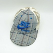 Nike Sportswear USA Gray  Plaid Embroidered Snapback Cap Hat Mesh Back - £11.23 GBP