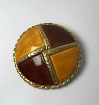 Signed Original By Robert Vintage Abstract Brooch Pin Costume Jewelry Red Orange - £27.65 GBP