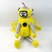 Yo Gabba Gabba Plex 16&quot; Plush Backpack Tote Zipper Purse Bag Yellow 2012 Robot - £31.16 GBP