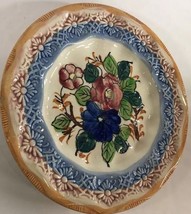Vintage Dessert Plate Japan Hand Painted 6  5/8” D Ceramic Dish Embossed... - $11.88