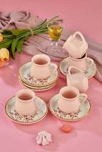 Sakura Pink 12 Piece Luxury Ceramic Coffee Cup Set for 6 People, Coffee Cup - £34.01 GBP