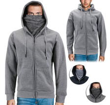 Men&#39;s Activewear Fleece Lined Ninja Mask Zip Up Gym Sport Hoodie Sweater Jacket - £16.77 GBP