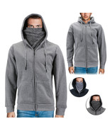 Men&#39;s Activewear Fleece Lined Ninja Mask Zip Up Gym Sport Hoodie Sweater... - £16.81 GBP