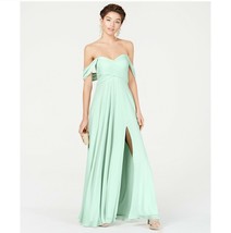Sequin Hearts Junior Womens 1 Sage Green Off The Shoulder Evening Gown NWT - £28.61 GBP