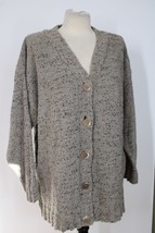 Vtg 90s Flax Angelheart S/M Gray Fleck Knit Oversized Cardigan Sweater - £40.29 GBP