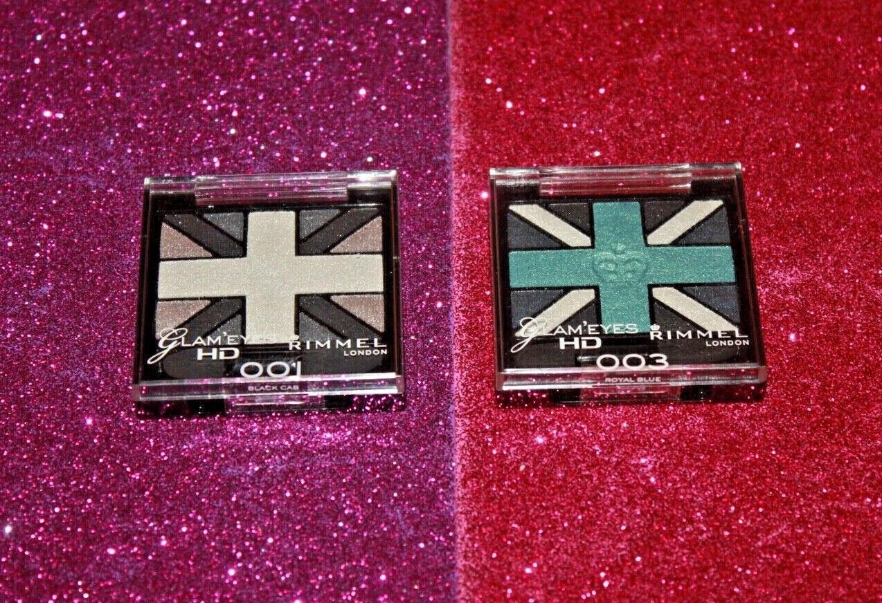 Rimmel Glam&#39;Eyes HD Quad Eye Shadow 003 Royal Blue +001 Black Cab Sealed... - $11.39