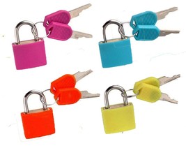4 Brass Padlocks Coloured Small Travel Luggage Bag Suitcase Padlock Set ... - $8.56