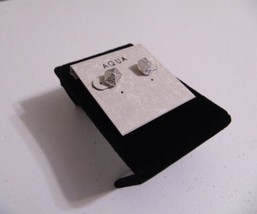 Aqua 3/8" Silver Tone Simulated Diamond 5 Sided Stud Earrings N616 - $7.67