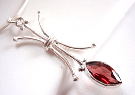 Faceted Garnet Marquise Necklace 925 Sterling Silver New Corona Sun Jewelry - £20.23 GBP