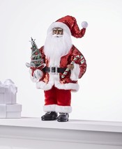 Holiday Lane Christmas Cheer 18&quot; Santa with Tree &amp; Candy Cane C210292 - £32.52 GBP